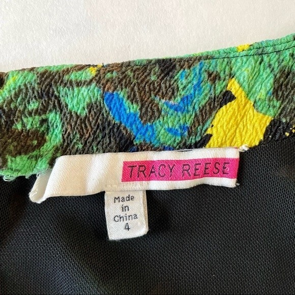 LAST CHANCE Tracy Reese Silk Bodycon Dress in Hot Sunshine Rose Racing Stripes 4 - Picture 6 of 12